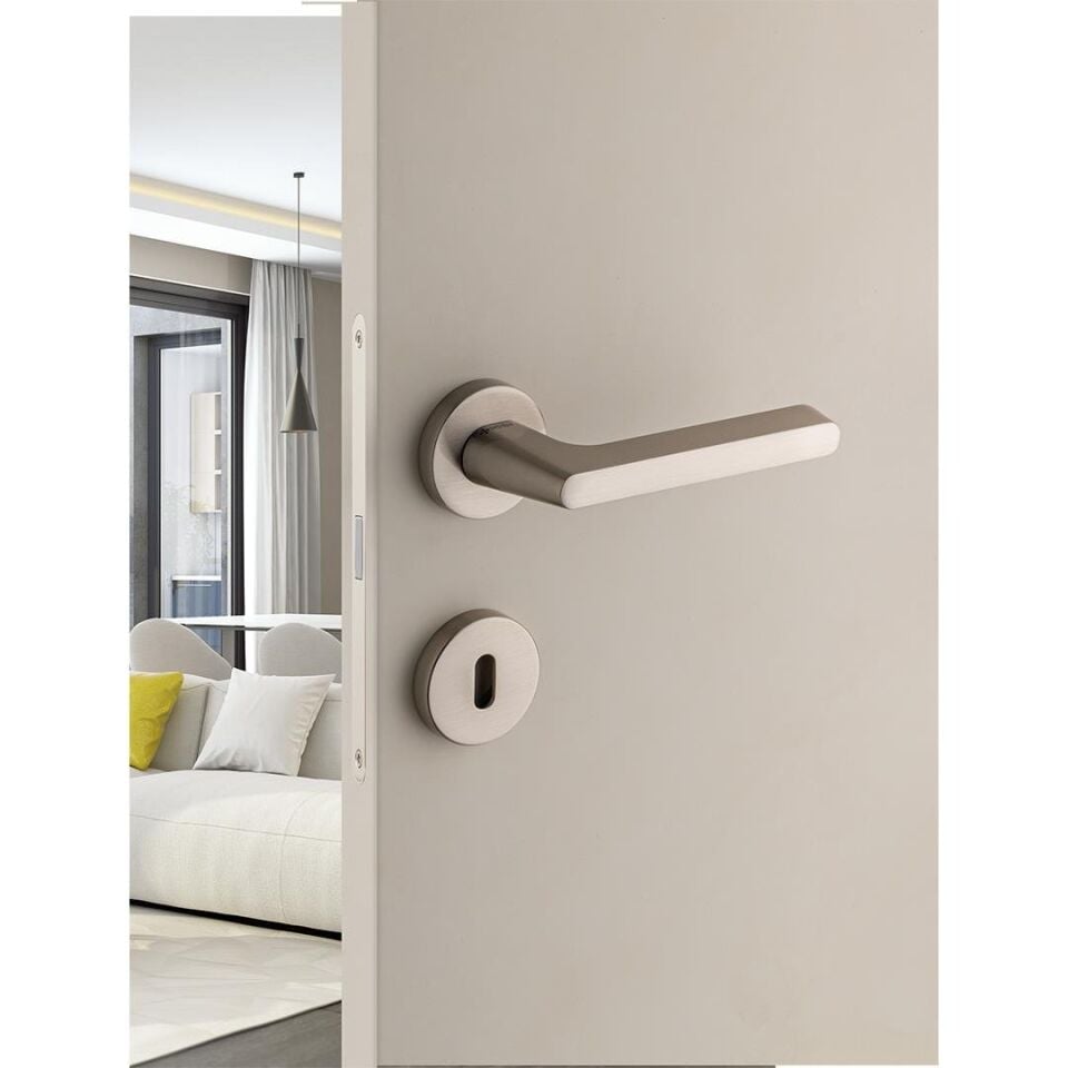 System TAVIRA Rozetli Kapı Kolu Nikel Saten Renk (HA101RO12 NB)