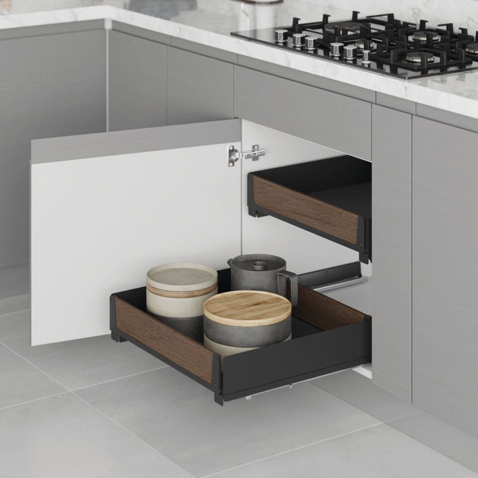 Unique Wood Bağımsız Çift Açılım Gizli Raylı Çekmece 450 mm Antrasit