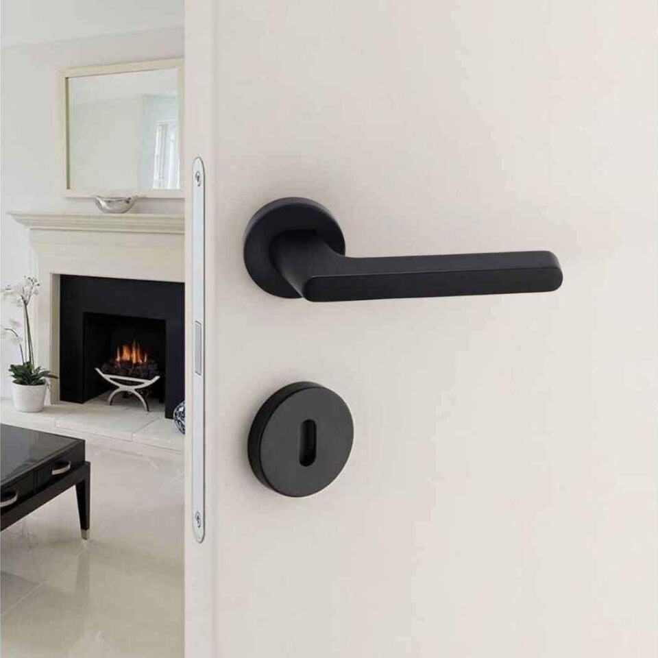 System TAVIRA Rozetli Kapı Kolu Siyah Renk (HA101RO12 AL6) WC