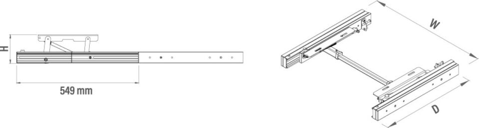 Çekmece İçi Ek Tezgah Mekanizması 600 mm