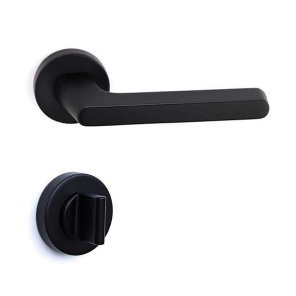 System TAVIRA Rozetli Kapı Kolu Siyah Renk (HA101RO12 AL6) WC