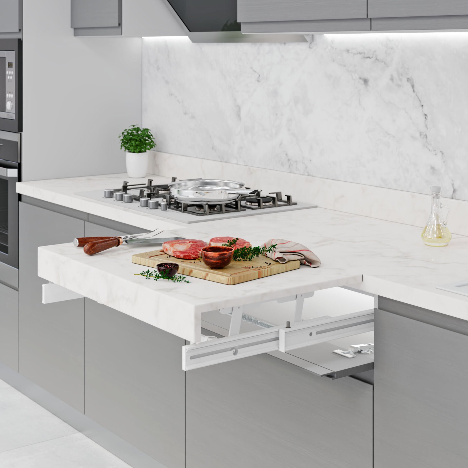 Çekmece İçi Ek Tezgah Mekanizması