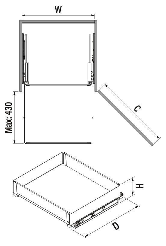 Unique Wood Bağımsız Çift Açılım Gizli Raylı Çekmece 800 mm Antrasit