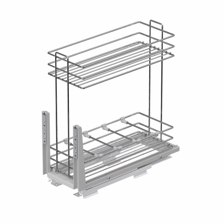 Zemin Bağlantılı Gizli Raylı Tezgah Altı Deterjanlık 250 mm Krom - 200 mm