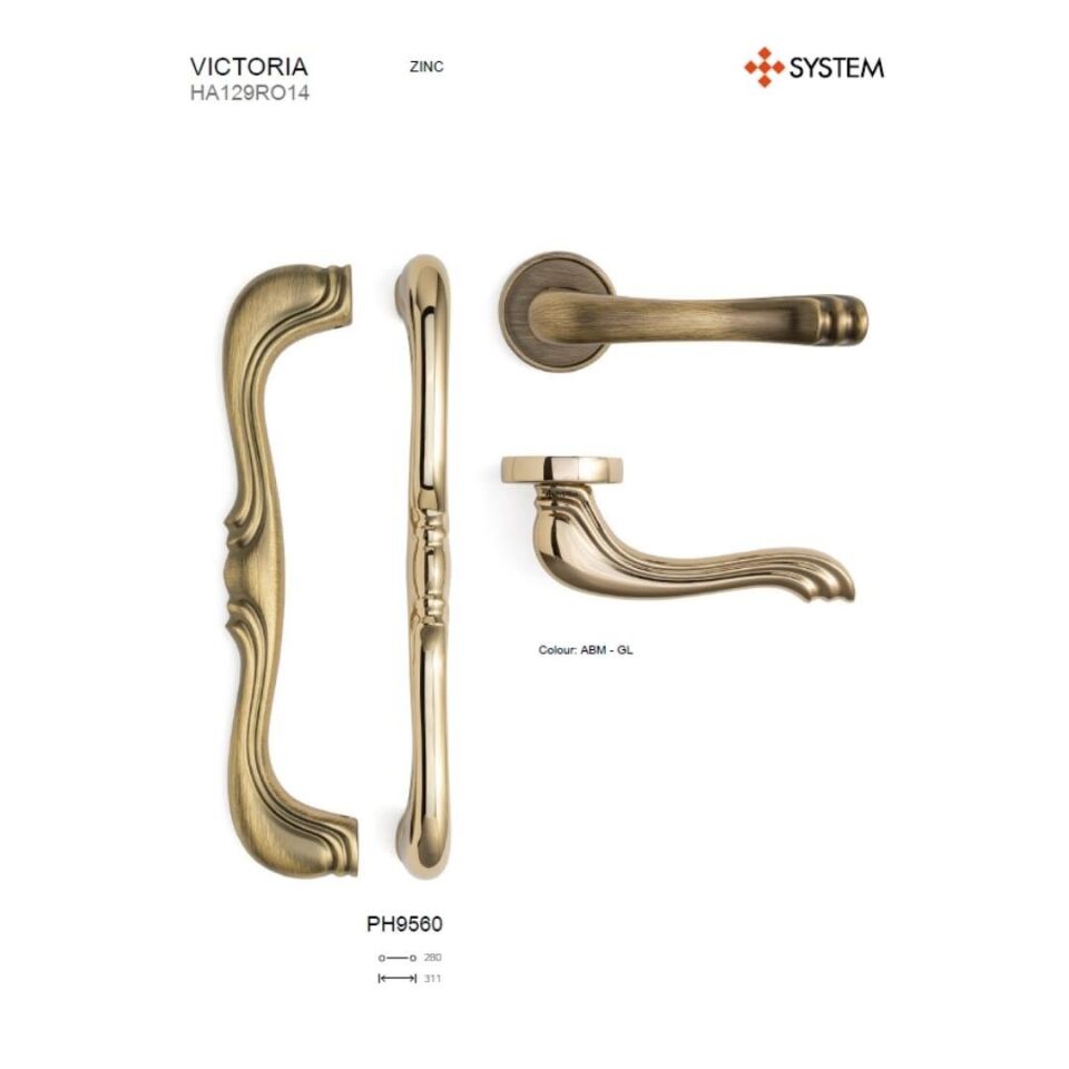 System VICTORIA Rozetli Kapı Kolu Gold Renk (HA129RO14 GL)