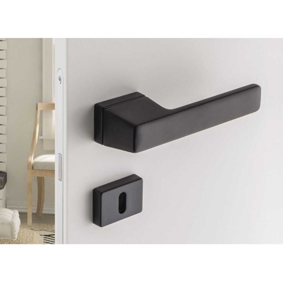 System CORAL Rozetli Kapı Kolu Siyah Renk (HA200RO15 AL6)