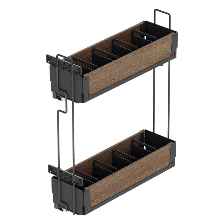 Unique Box Gizli Raylı Deterjanlık (Çift Açılım) 151 mm Sağ Unique Wood  - Antrasit