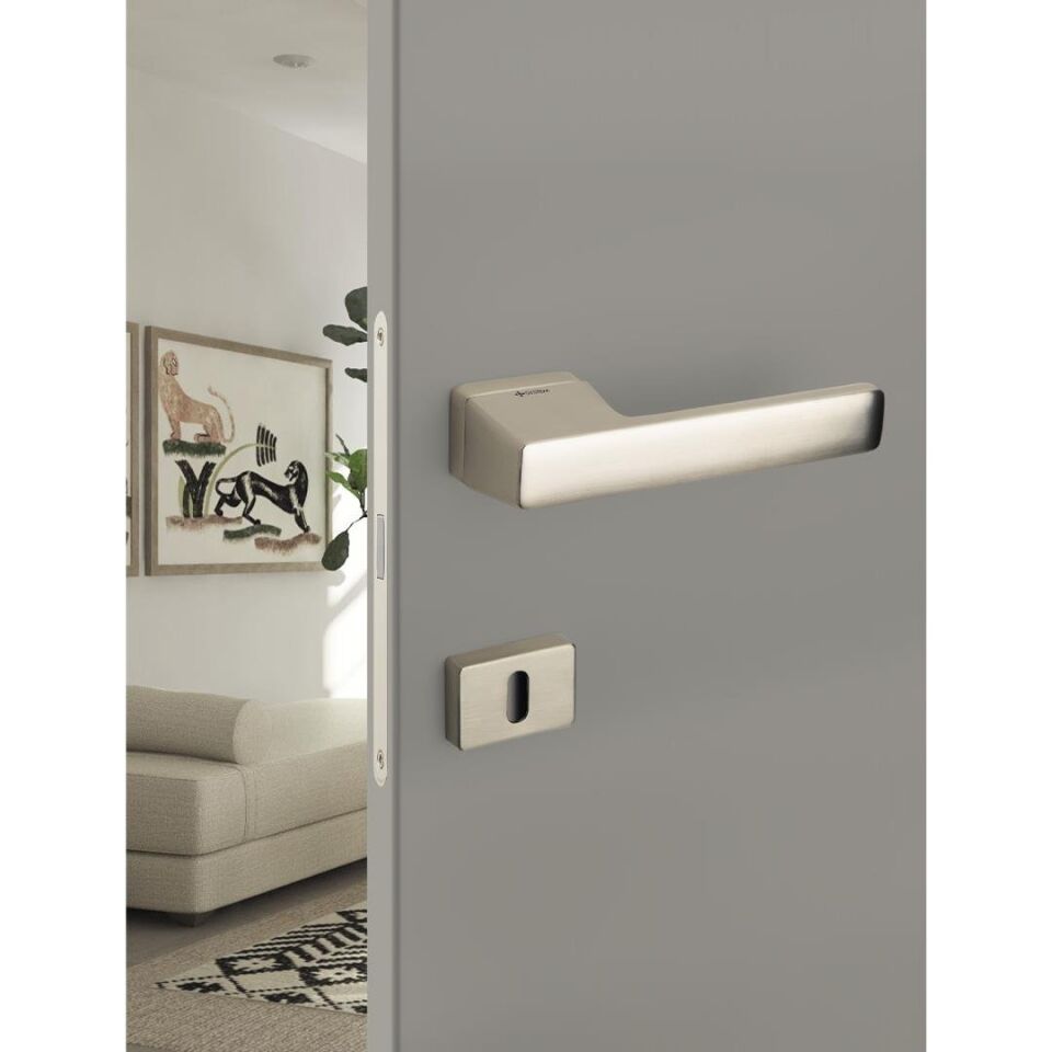 System CORAL Rozetli Kapı Kolu Nikel Saten Renk (HA200RO15 NB)