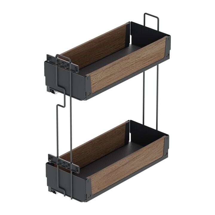 Unique Box Gizli Raylı Deterjanlık (Çift Açılım) 203 mm Sol Unique Wood  - Antrasit