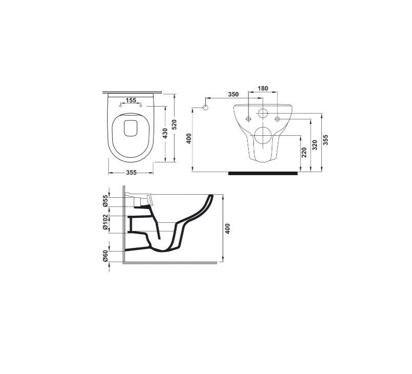 HÄFELE SYSTO WALL R52 Açık Bağlantı Asma Klozet