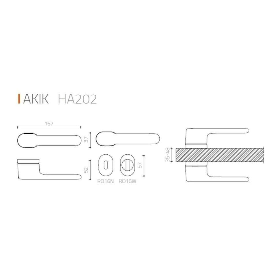System AKIK Rozetli Kapı Kolu Füme Renk (HA202RO16 BBN)