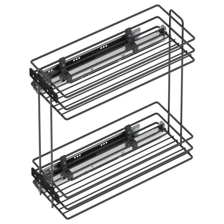 Unique Box Gizli Raylı Deterjanlık (Çift Açılım) 203 mm Sol Tel - Antrasit