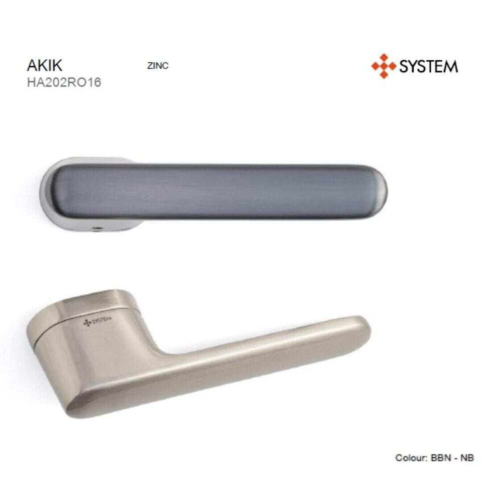System AKIK Rozetli Kapı Kolu Nikel Saten Renk (HA202RO16 NB)