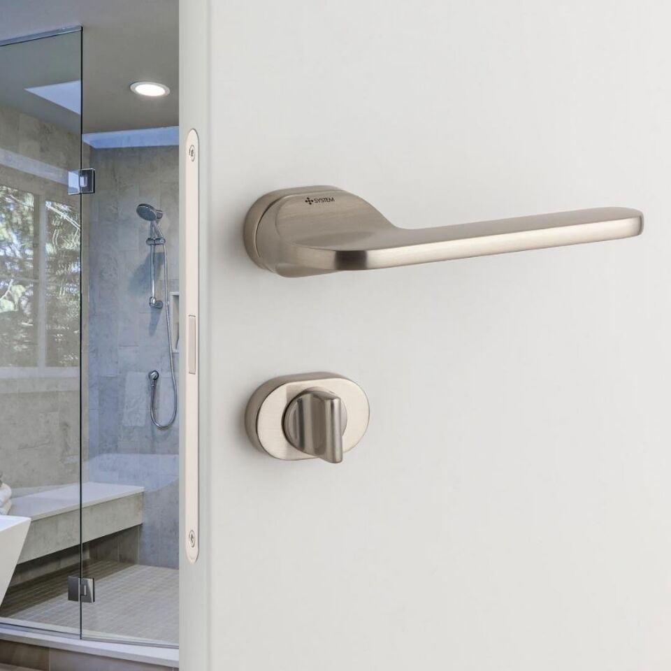 System JASPER Rozetli Kapı Kolu Nikel Saten Renk (HA203RO16 NB) WC