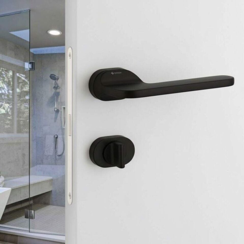 System JASPER Rozetli Kapı Kolu Siyah Renk (HA203RO16 AL6)