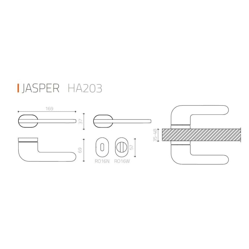 System JASPER Rozetli Kapı Kolu Siyah Renk (HA203RO16 AL6)