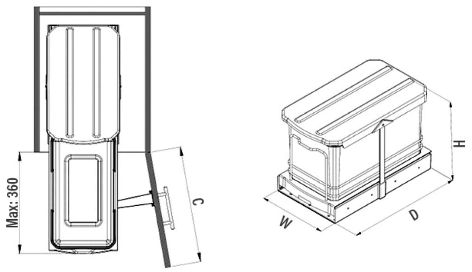 Teleskopik Raylı Plastik Gövde Çöp Kovası 16 Lt.