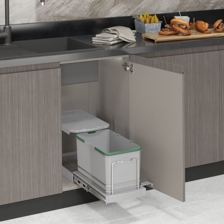 Teleskopik Raylı Plastik Gövde Çöp Kovası 16 Lt.