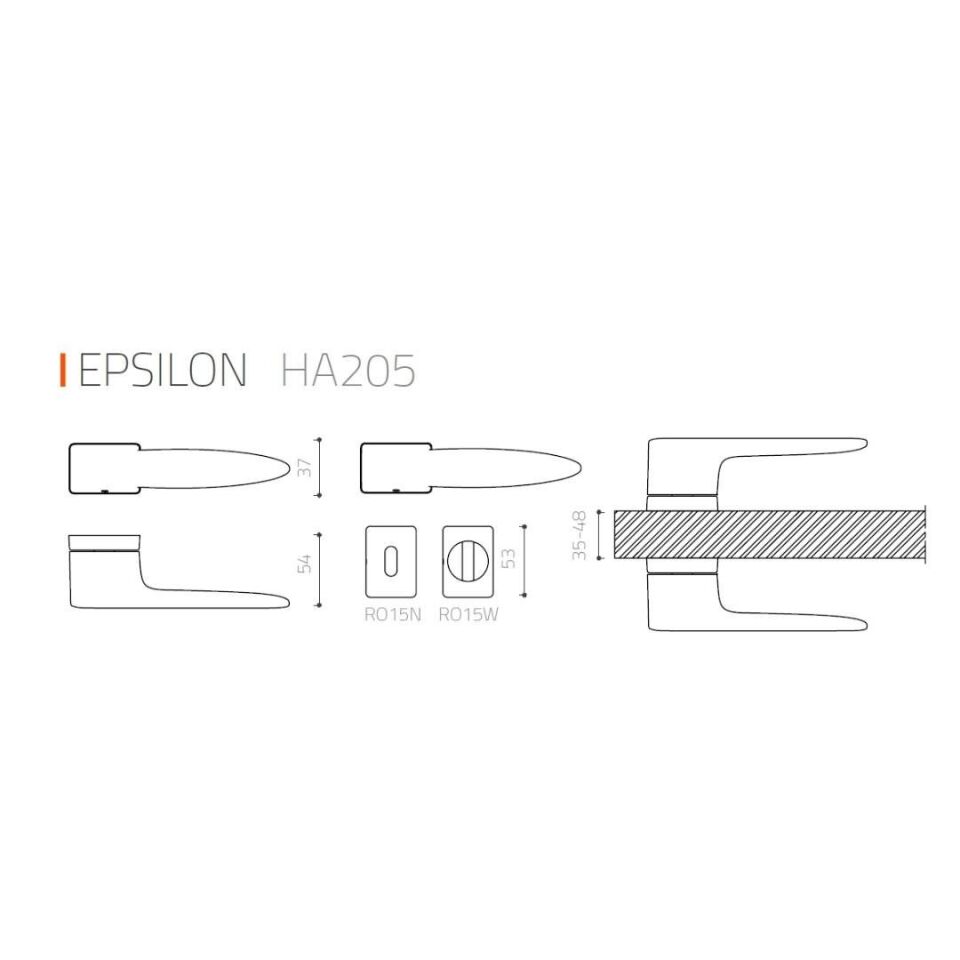 System EPSILON Rozetli Kapı Kolu Füme Renk (HA205RO15 BBN)