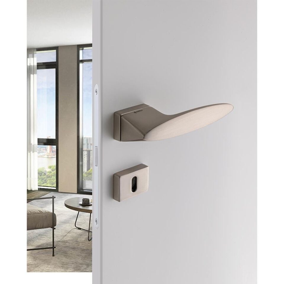 System EPSILON Rozetli Kapı Kolu Nikel Saten Renk (HA205RO15 NB)