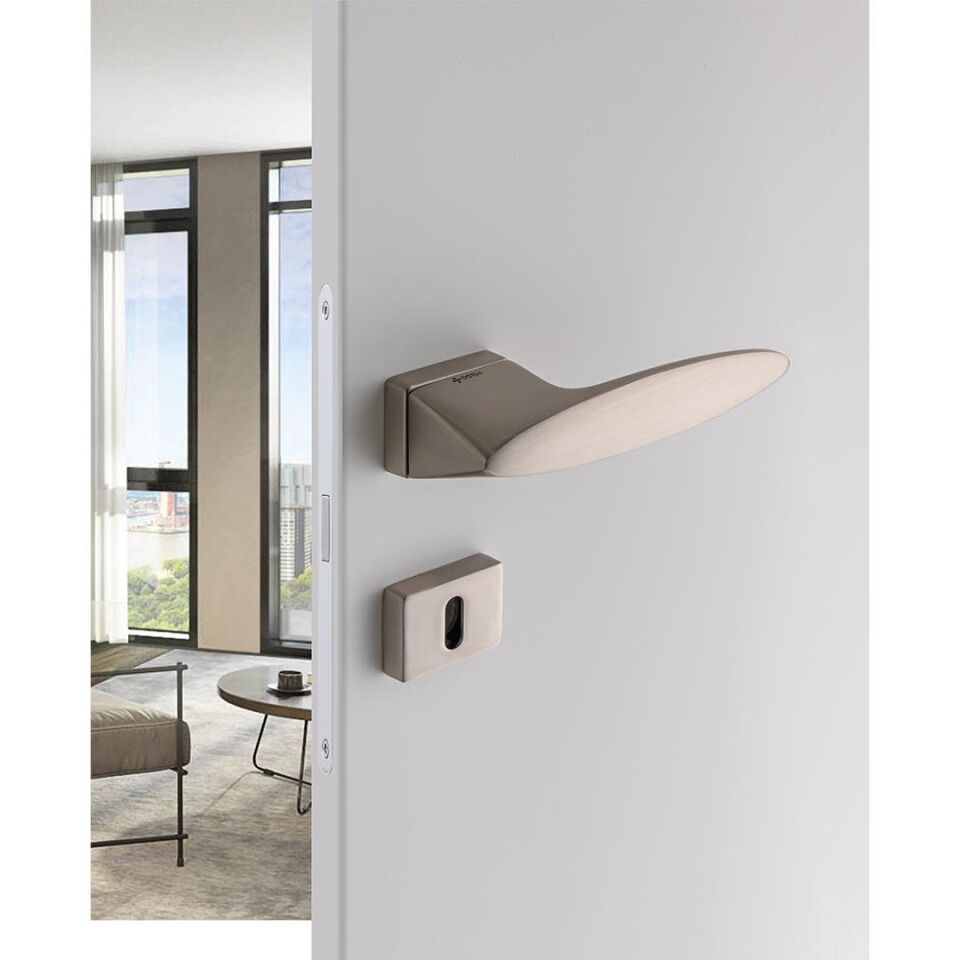 System EPSILON Rozetli Kapı Kolu Nikel Saten Renk (HA205RO15 NB) Oda
