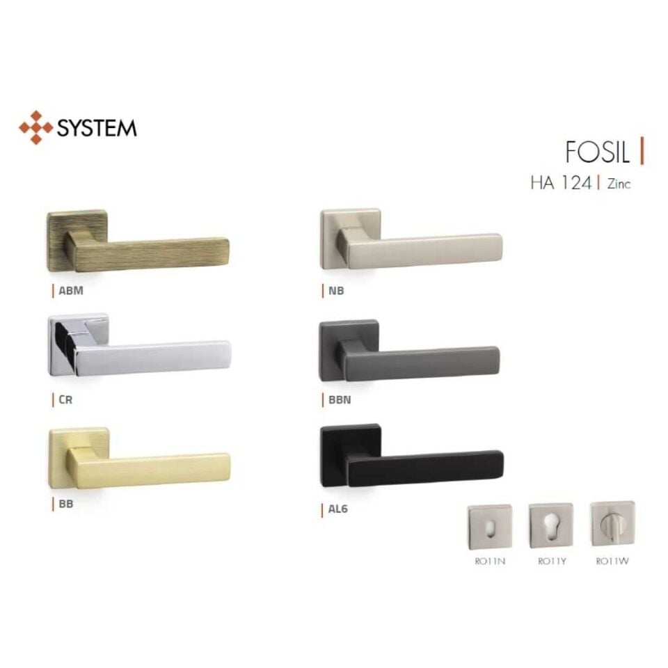 System FOSIL Rozetli Kapı Kolu Antik Renk (HA124RO11 ABM)