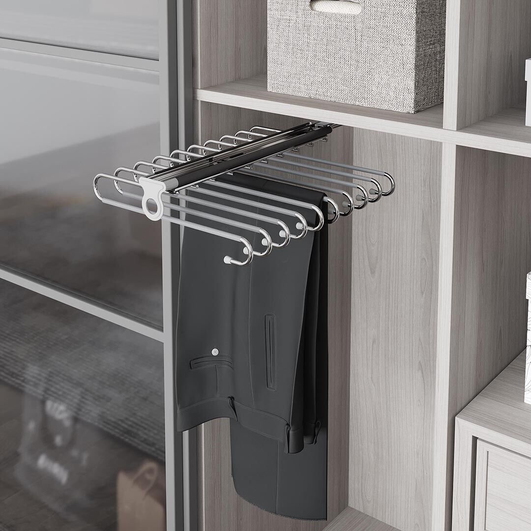 Tavan Bağlantılı Raylı Pantolon Askısı