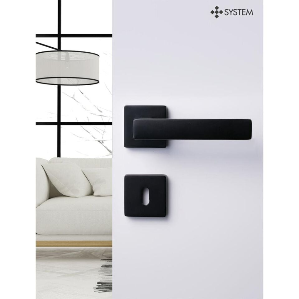 System FOSIL Rozetli Kapı Kolu Siyah Renk (HA124RO11 AL6)