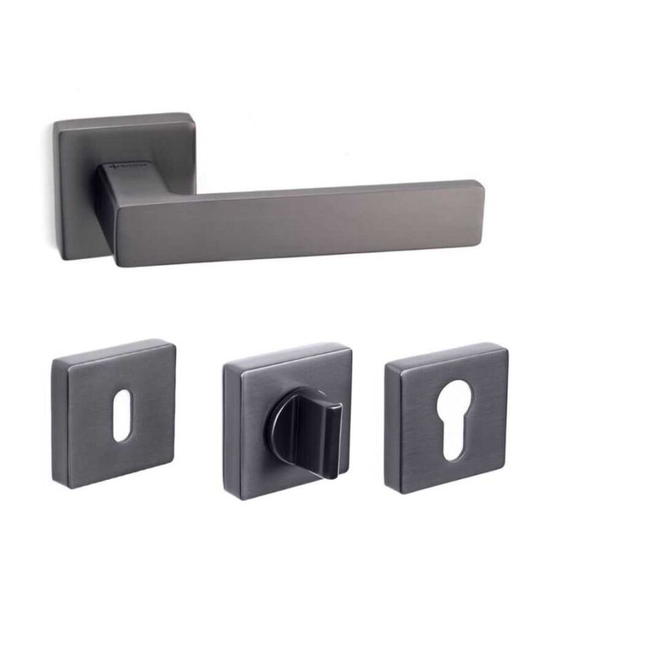 System FOSIL Rozetli Kapı Kolu Füme Renk (HA124RO11 BBN)