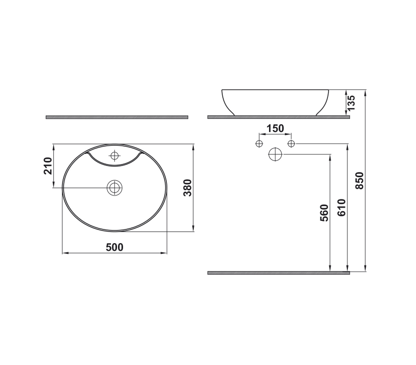 Tezgah Üstü Lavabo, LOTUS OB, parlak beyaz