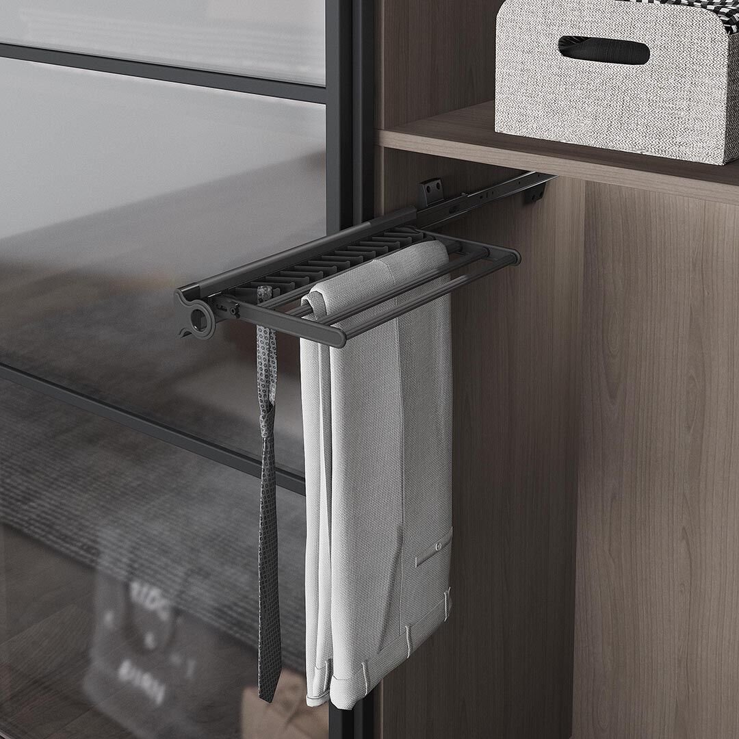 Raylı Alüminyum Pantolonluk Askılı Kravatlık