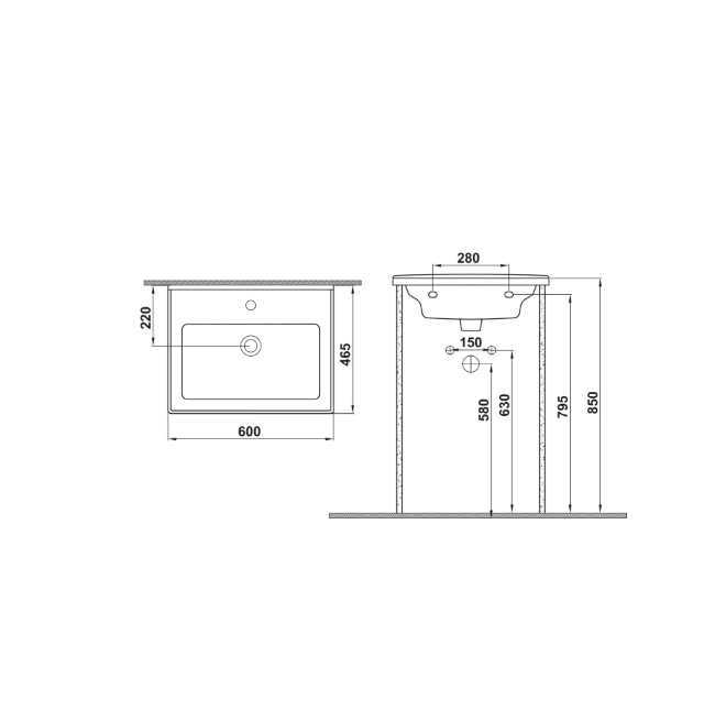 Etajerli Lavabo, LEONIS 60, parlak beyaz