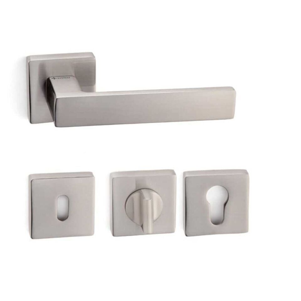 System FOSIL Rozetli Kapı Kolu Nikel Saten Renk (HA124RO11 NB)