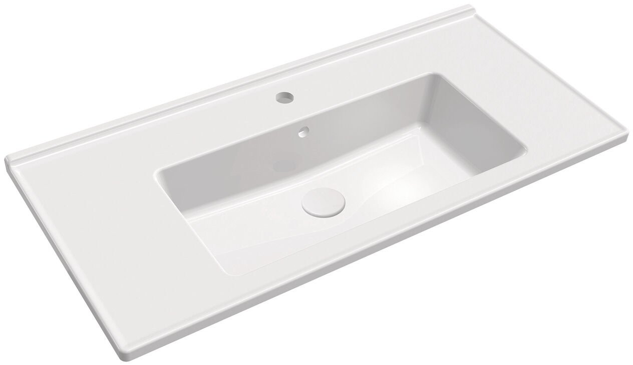 Etajerli Lavabo, LEONIS 100, parlak beyaz