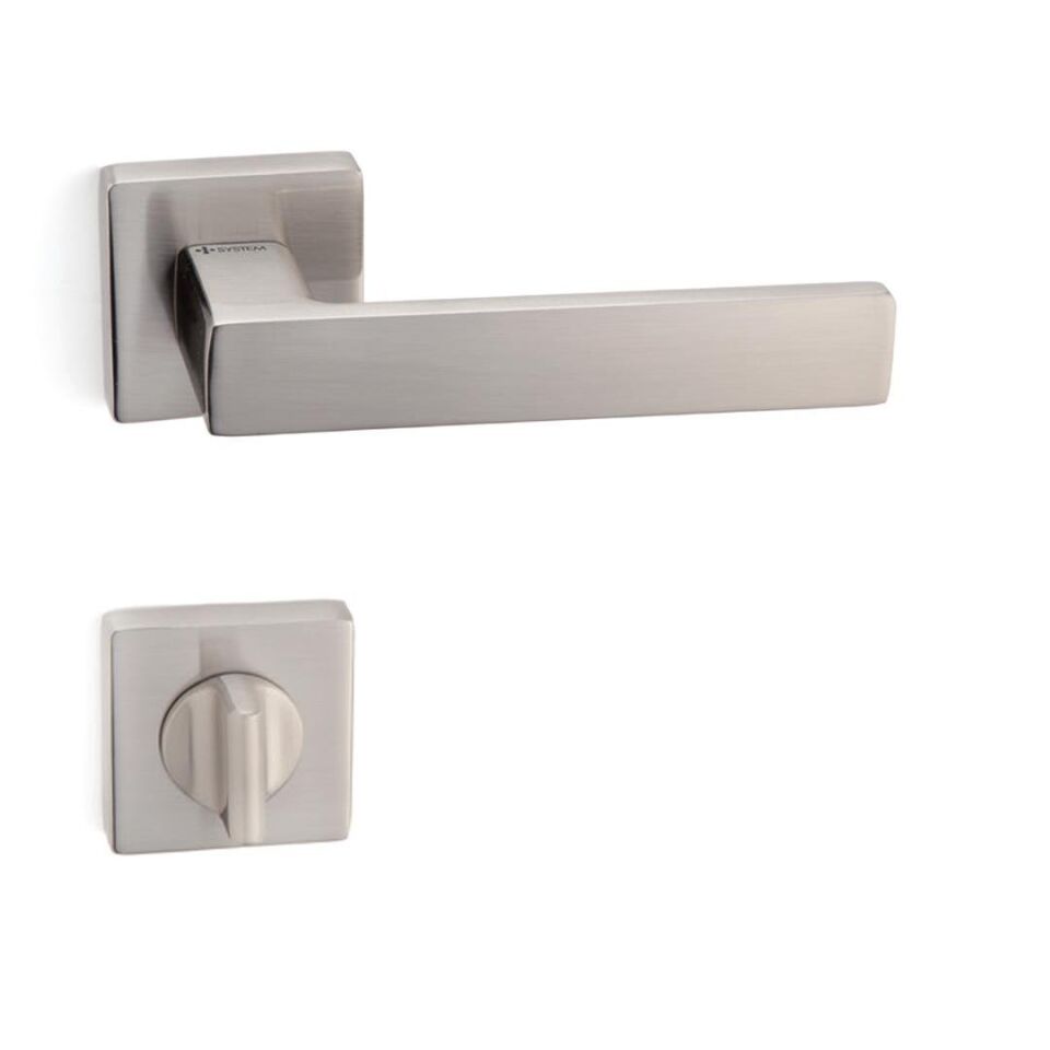 System FOSIL Rozetli Kapı Kolu Nikel Saten Renk (HA124RO11 NB) WC