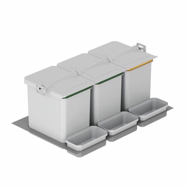 Çekmece İçi Çöp Kovası (Otomatik) 12+12+12+1+1+1  Lt Gri - 39 Lt