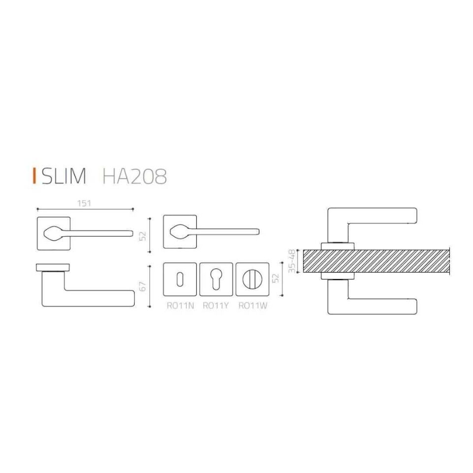 System SLIM Rozetli Kapı Kolu Siyah Renk (HA208RO11 AL6)