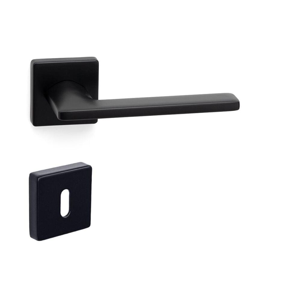 System SLIM Rozetli Kapı Kolu Siyah Renk (HA208RO11 AL6)