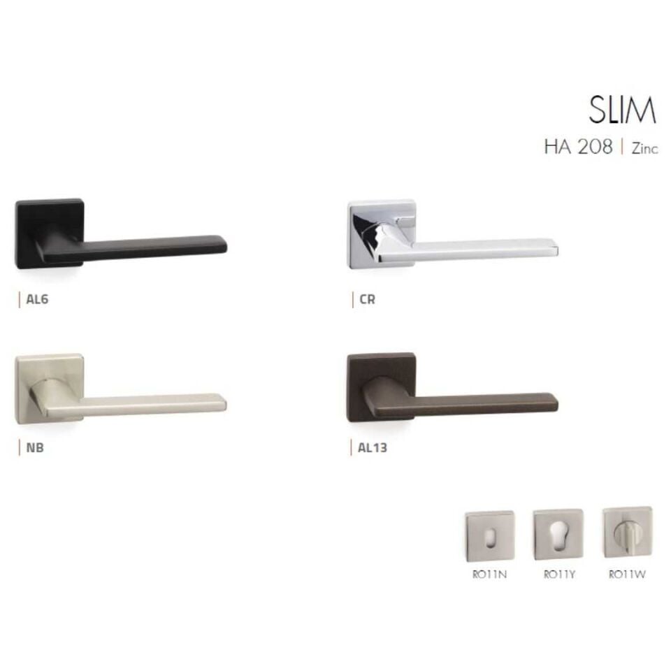 System SLIM Rozetli Kapı Kolu Siyah Renk (HA208RO11 AL6)