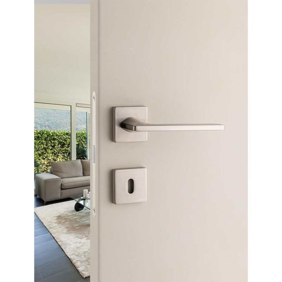 System SLIM Rozetli Kapı Kolu Nikel Saten Renk (HA208RO11 NB) Oda