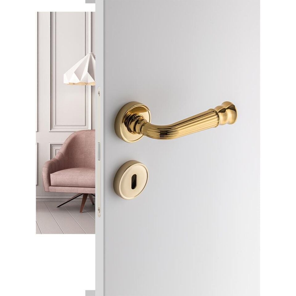 System DESPINA Rozetli Kapı Kolu Gold Renk (HA132RO14 GL)