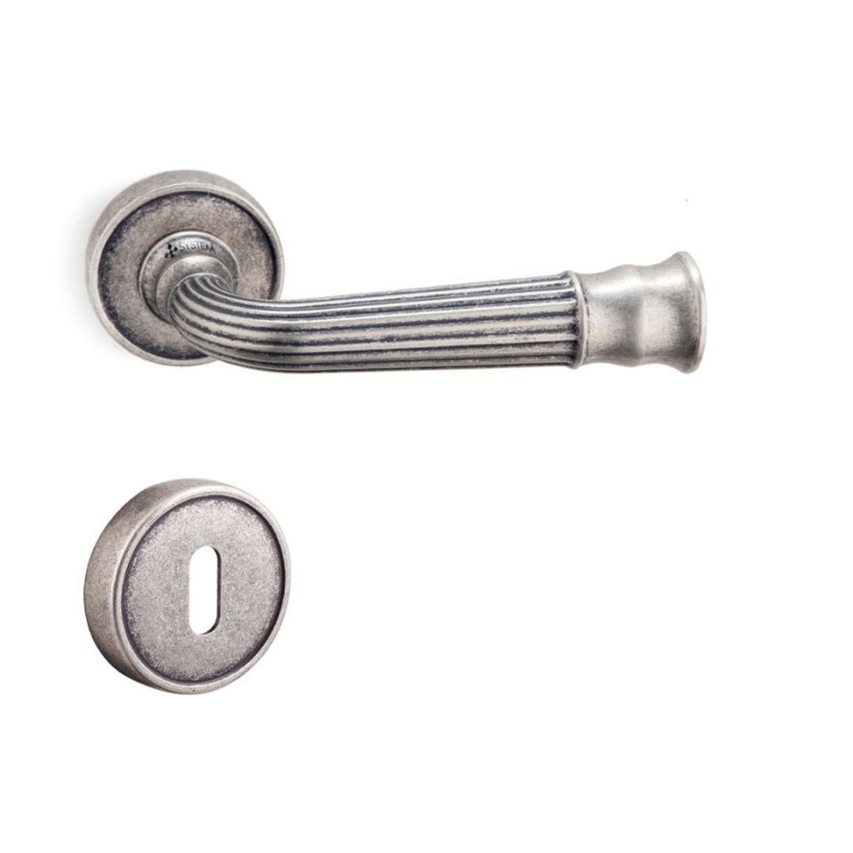 System DESPINA Rozetli Kapı Kolu Antik Gümüş Renk (HA132RO14 OSM)