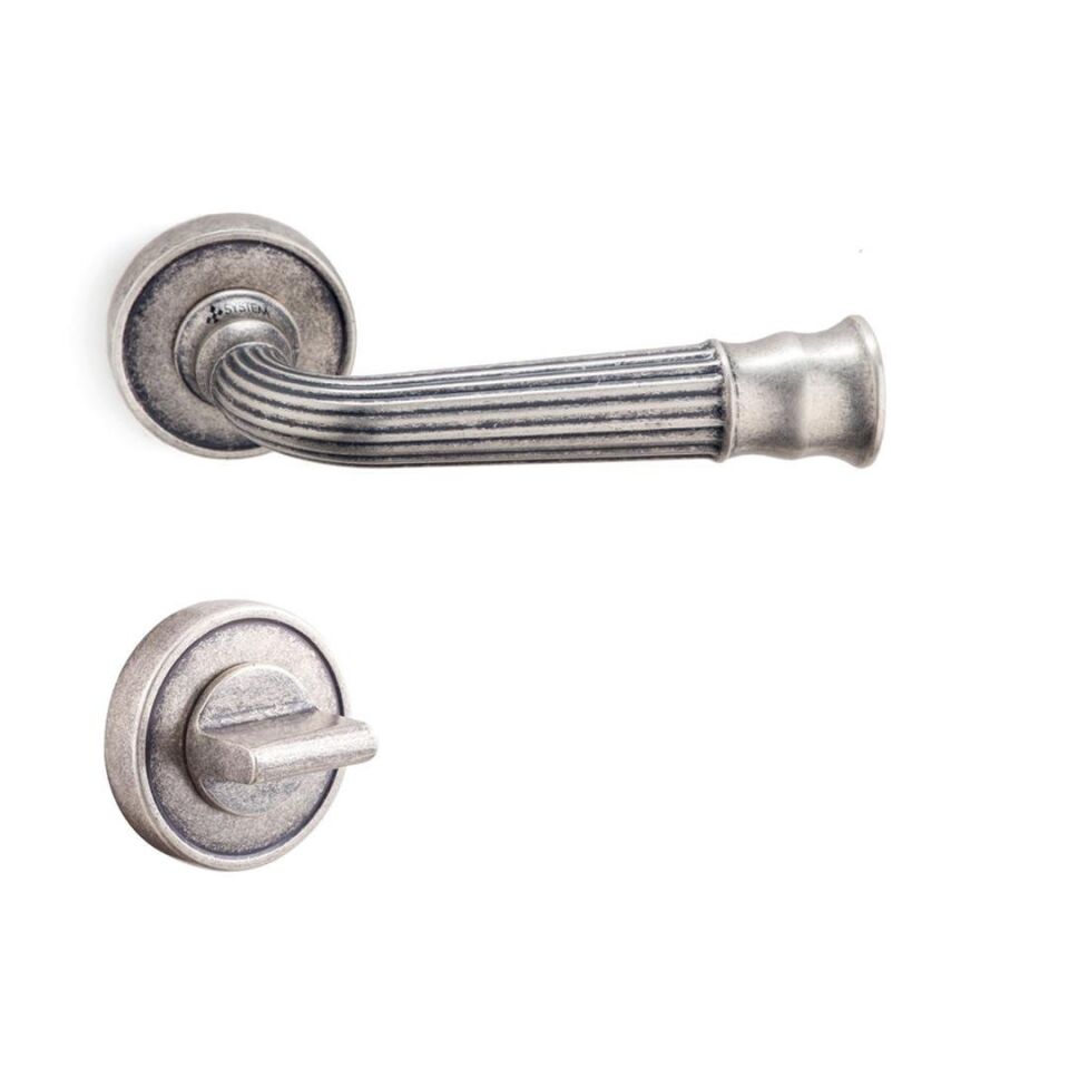 System DESPINA Rozetli Kapı Kolu Antik Gümüş Renk (HA132RO14 OSM)