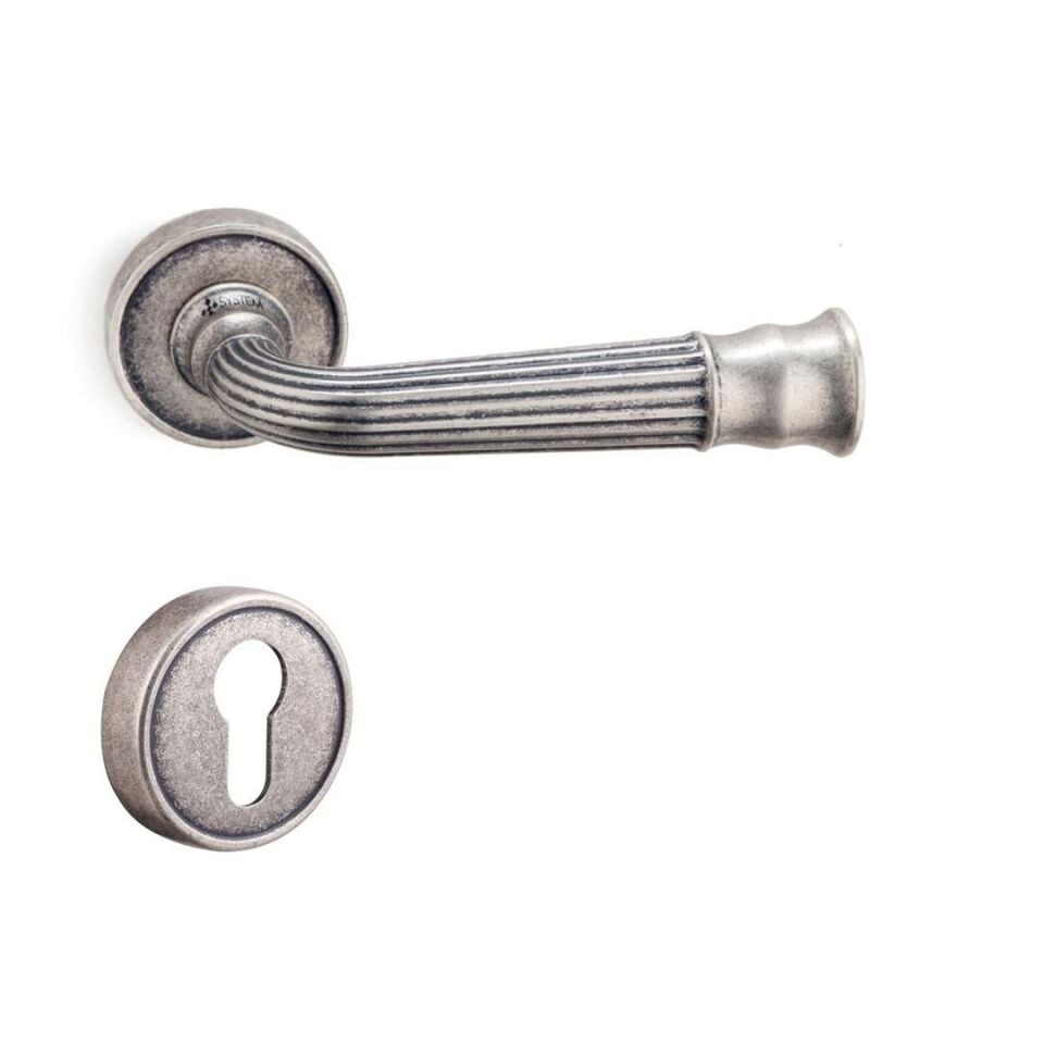 System DESPINA Rozetli Kapı Kolu Antik Gümüş Renk (HA132RO14 OSM)