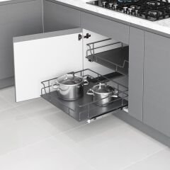 Ahşap Tablalı Bağımsız Çift Açılım Gizli Raylı Çekmece 350 mm