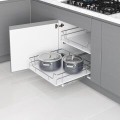 Ahşap Tablalı Bağımsız Çift Açılım Gizli Raylı Çekmece 350 mm