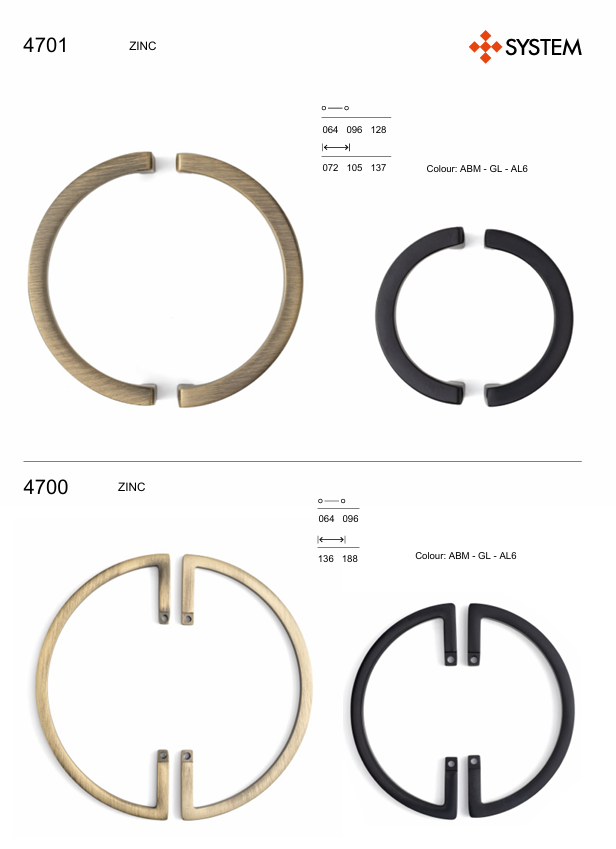 System 4700 Antik Renk Alt Taban Yarım Kulp 96 mm (SY4700 0096 ABM)