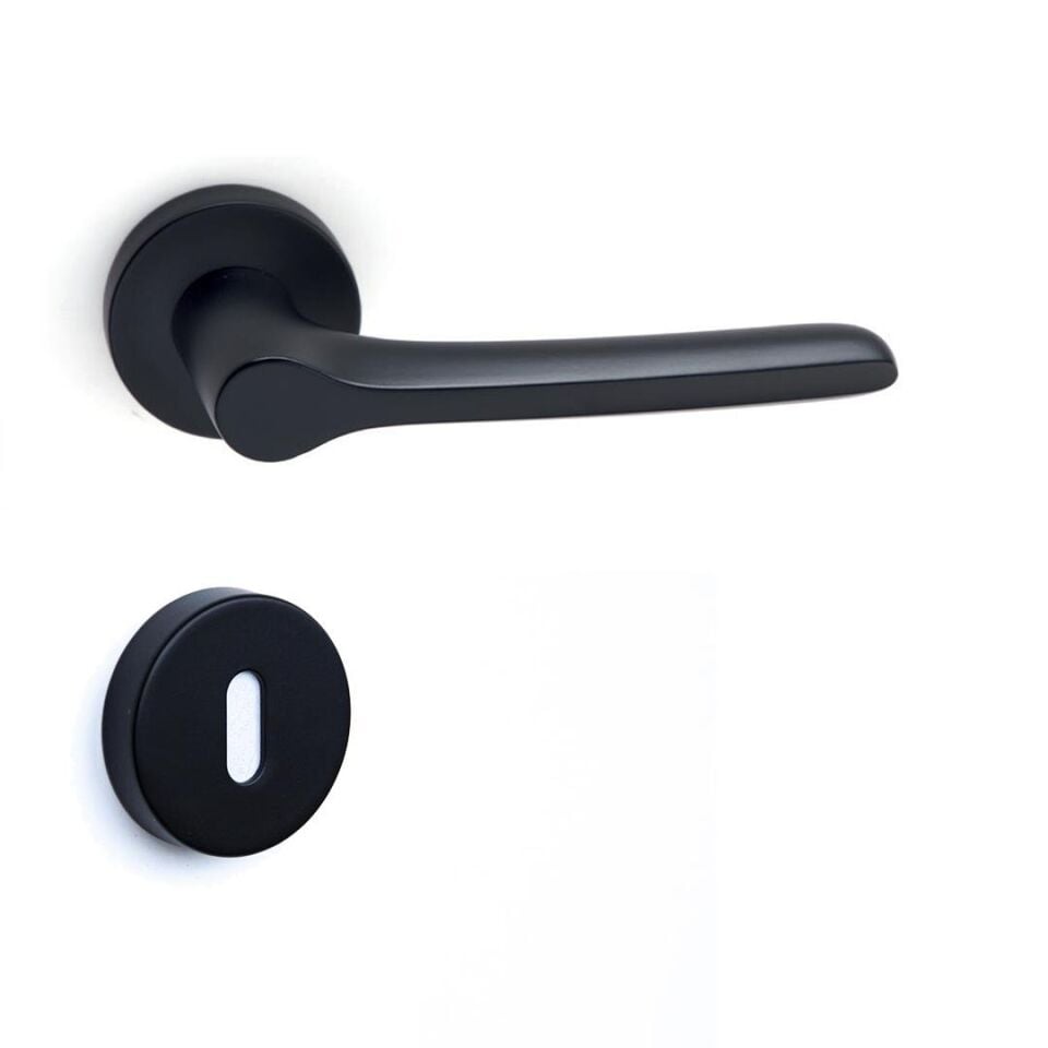 System METIS Rozetli Kapı Kolu Siyah Renk (HA174RO12 AL6)