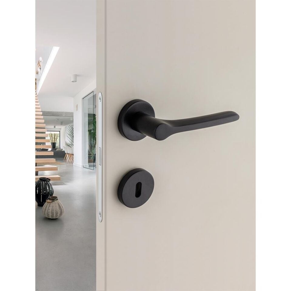 System METIS Rozetli Kapı Kolu Siyah Renk (HA174RO12 AL6)