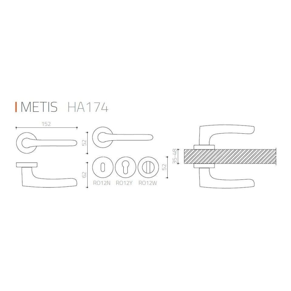 System METIS Rozetli Kapı Kolu Siyah Renk (HA174RO12 AL6)